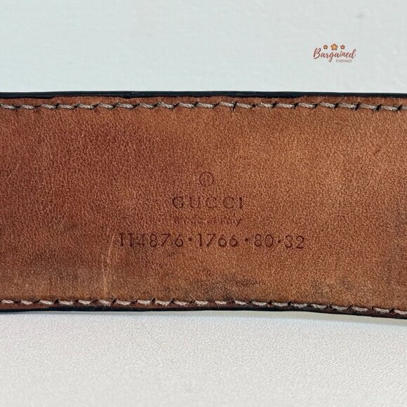 Authentic Gucci Cream Guccissima Leather Gold Interlocking G Buckle Belt 80/32 - Picture 7 of 12